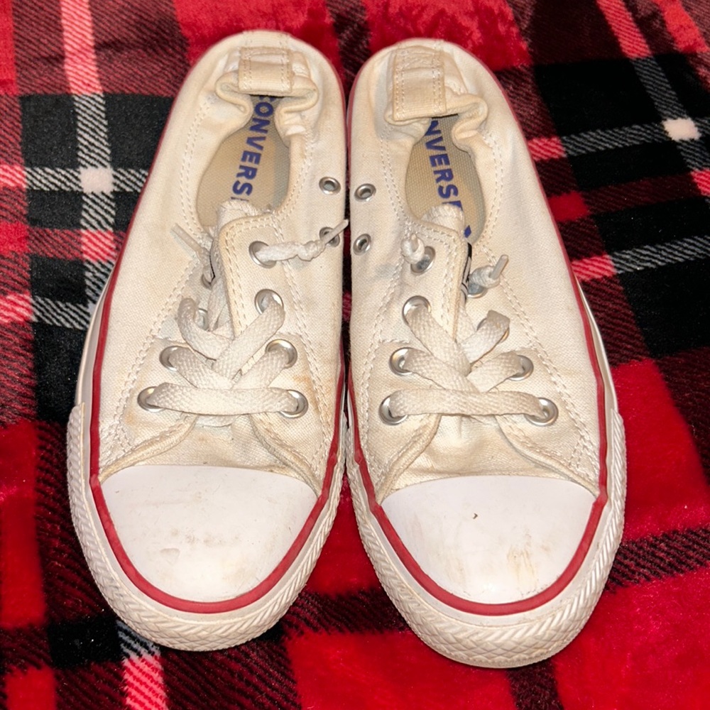 Low Rise White Converse. Size 8